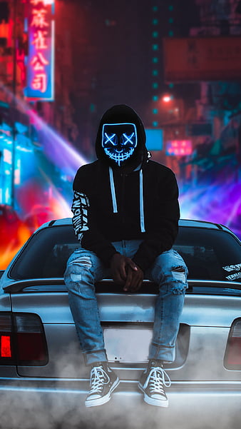 Neon Mask Neon Ozedits Awesome Blue Building Car City Cold Cool Light Hd Mobile Wallpaper Peakpx