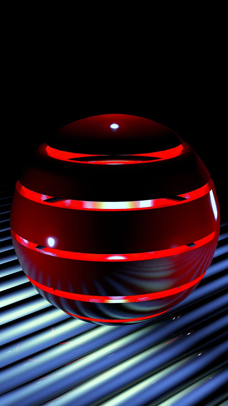 Abstract sphere, 3d, abstract, ball, black, blue, galaxy, glass, ios, iphone, light, red, s8, sphere, HD phone wallpaper