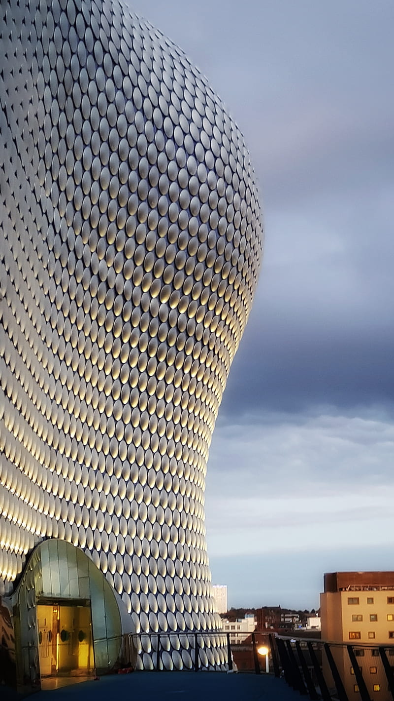Birmingham UK, architecture, silver, metal, buildings, shopping, unique, skies, windows, world, HD phone wallpaper