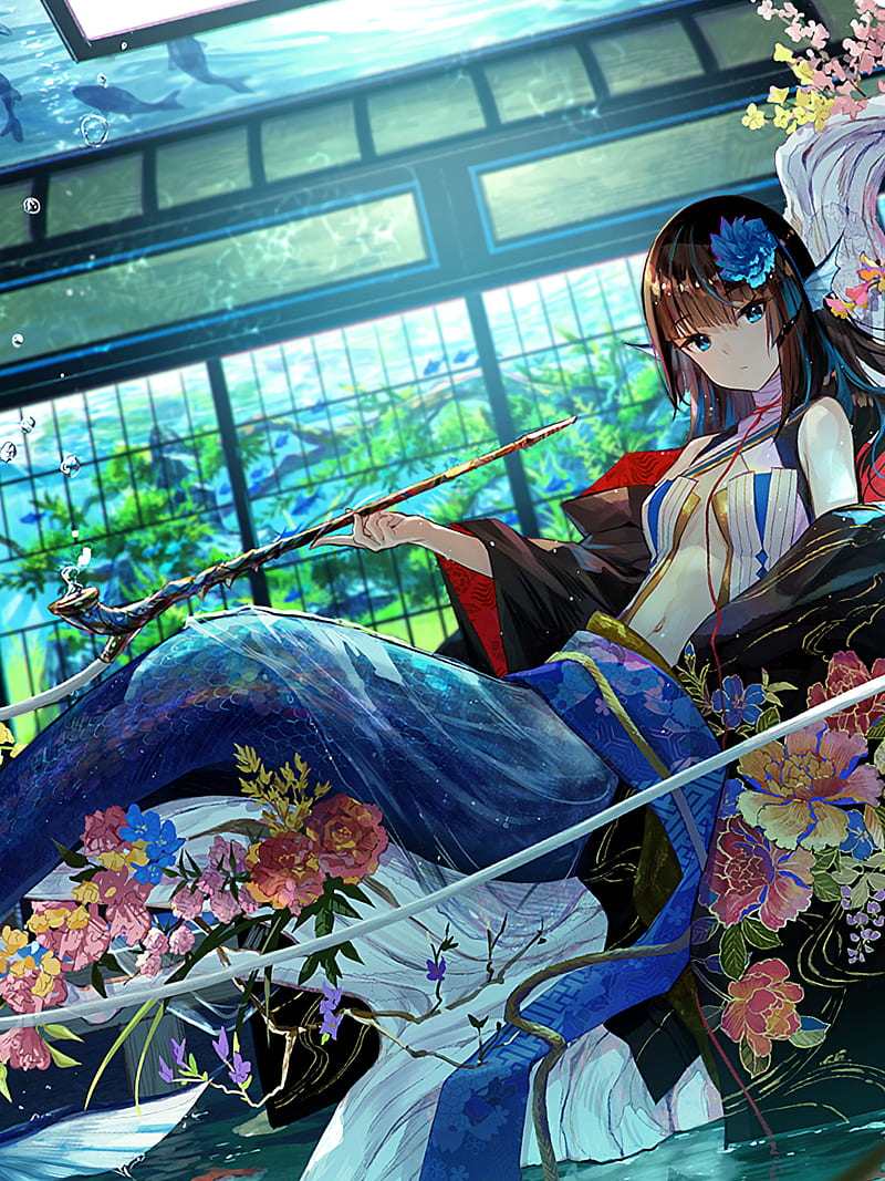 Mermaid with Petite Figure and Big Breasts in Anime Art Style · Creative  Fabrica