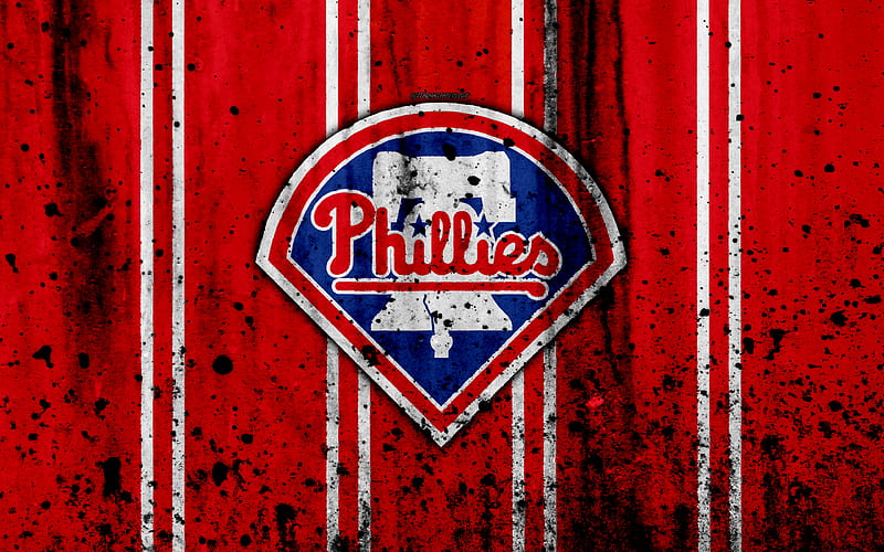 Philadelphia Phillies, grunge, baseball club, MLB, America, USA, Major League Baseball, stone texture, baseball, HD wallpaper