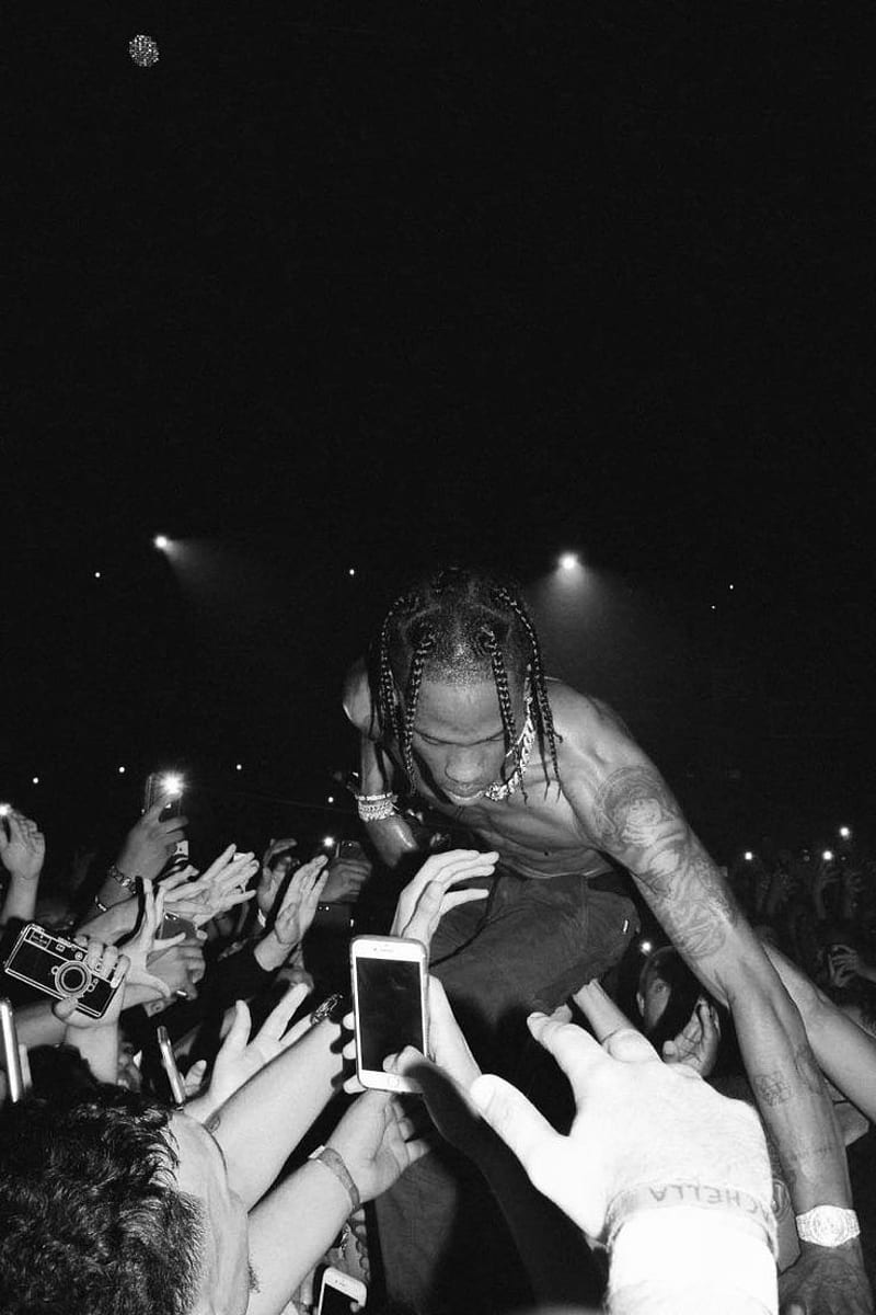 Travis Scott Wallpaper 4K, Monochrome, Live concert, 5K