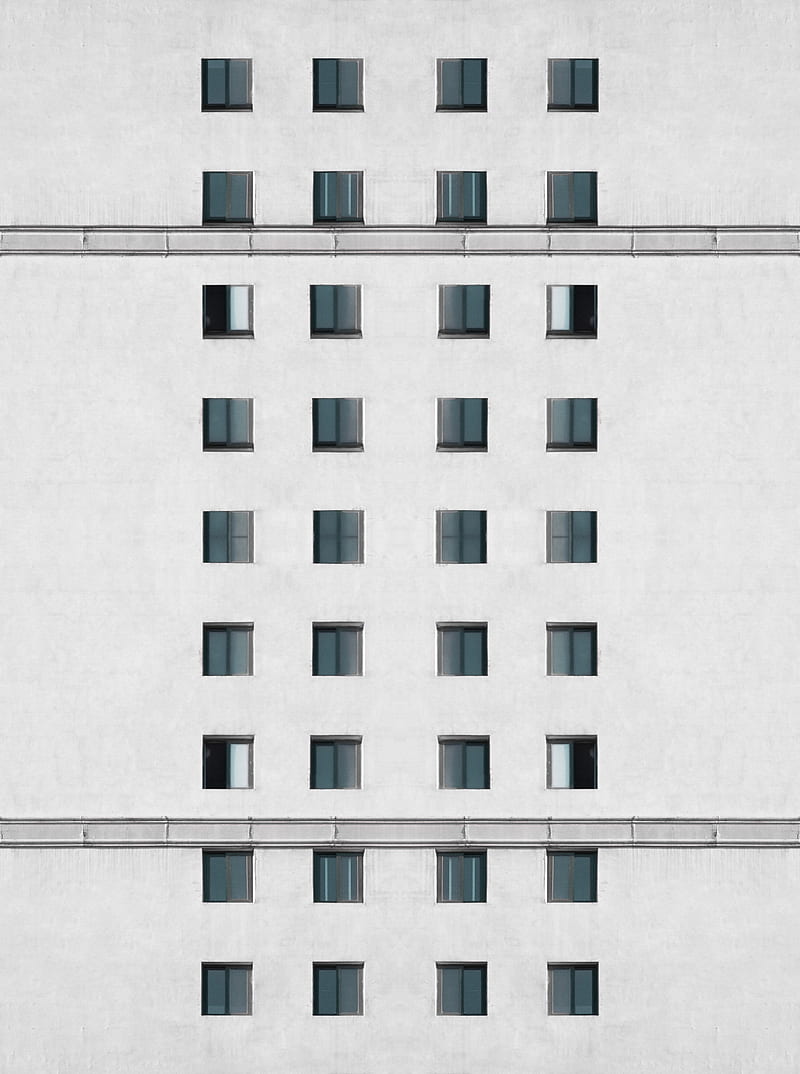 building, facade, architecture, windows, wall, white, HD phone wallpaper