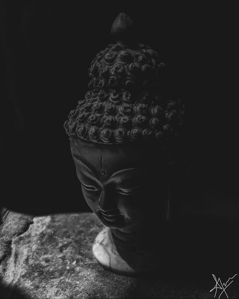 Lord Buddha Face Closeup Picture With Dark Background