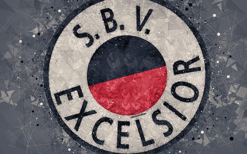 SBV Excelsior logo, geometric art, Dutch football club, gray background, Eredivisie, Rotterdam, Netherlands, creative art, football, HD wallpaper