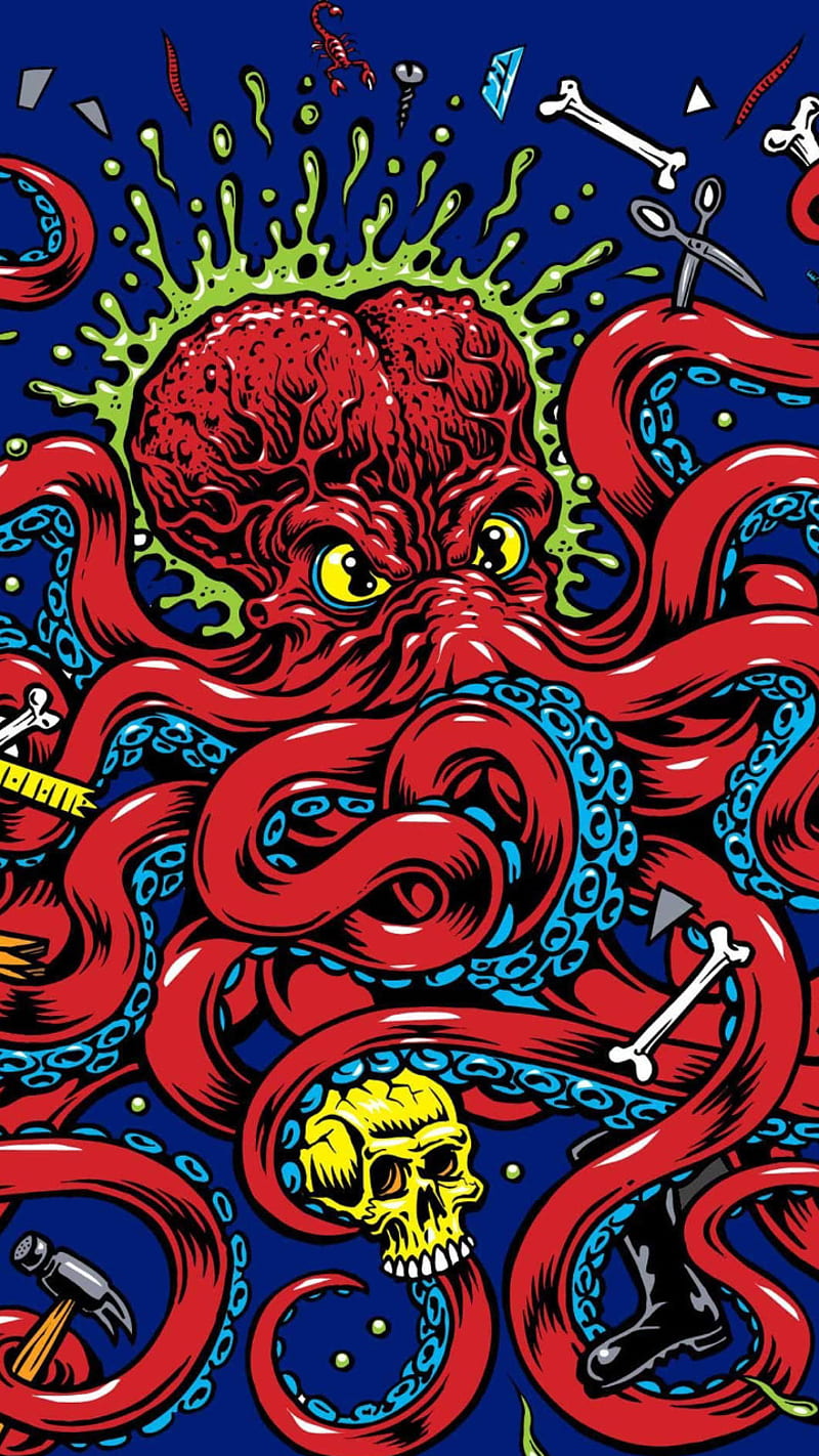 Santa cruz octopus, red, pop, HD phone wallpaper