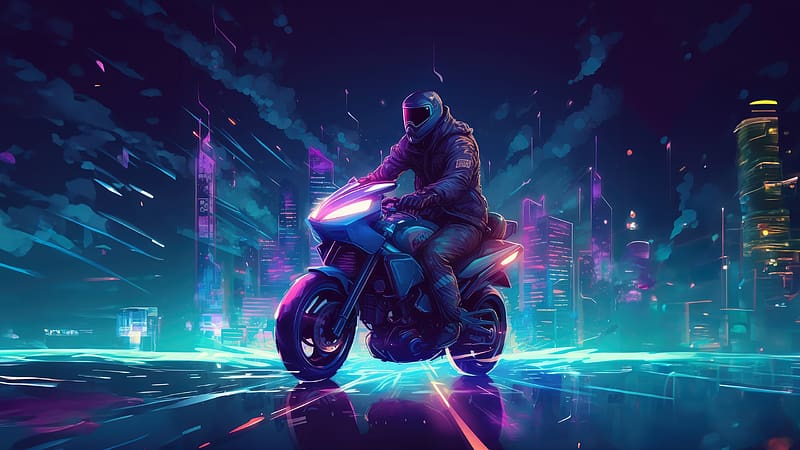 Unleashing The Future Scifi Biker, biker, scifi, artist, artwork, digital-art, HD wallpaper