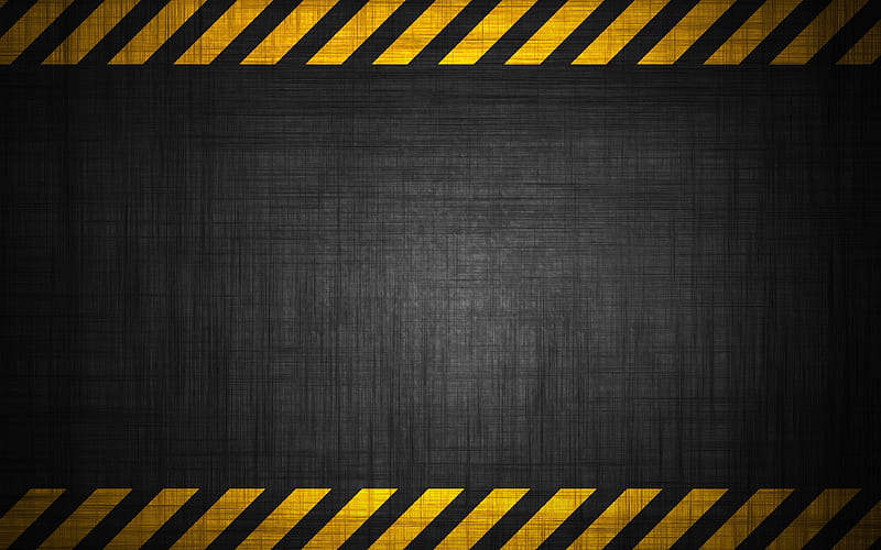 yellow caution strips grunge, warning background, black background, yellow lines, warning tapes, HD wallpaper