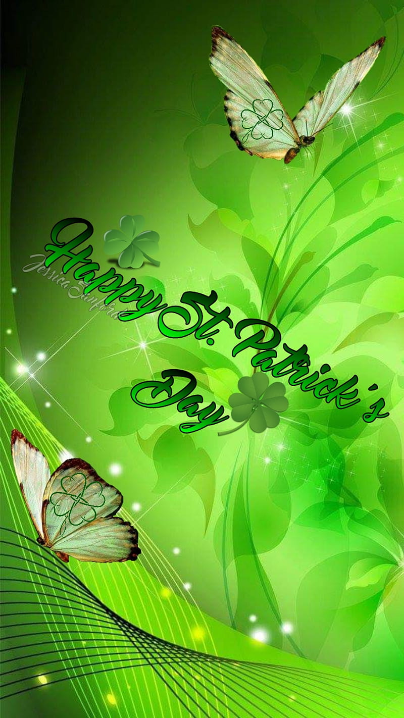 Happy St Pattys Day, clover, four leaf, green, patricks, saint, HD phone wallpaper