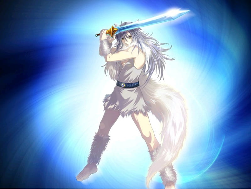 Sam, glow, kitsune, video game, game, blade, anime, mmorpg, hot, weapon, sword, light, online game, online, tail, sexy, abstract, rpg, wonderland online, cute, cool, warrior, spark, HD wallpaper