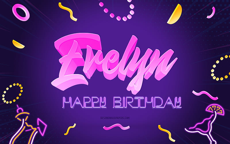 Happy Birtay Evelyn Purple Party Background, Evelyn, creative art, Happy Evelyn birtay, Evelyn name, Evelyn Birtay, Birtay Party Background, HD wallpaper