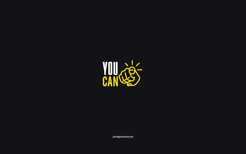 You can, motivation, inspiration, gray background, You can concepts, creative art, HD wallpaper
