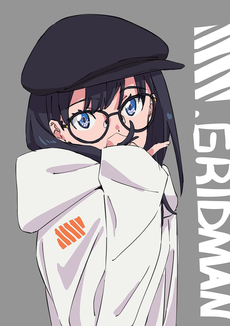 SSSS.GRIDMAN, anime, anime girls, Takarada Rikka, Kengo, glasses, hat, hooded jacket, HD phone wallpaper