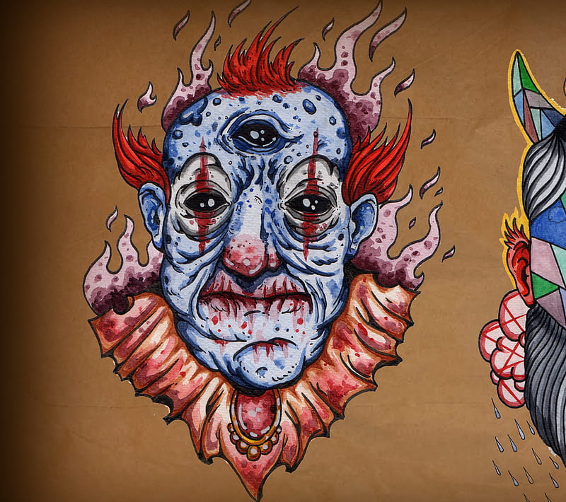 Clown 6, art, comedy, funny, horror, scary, HD wallpaper