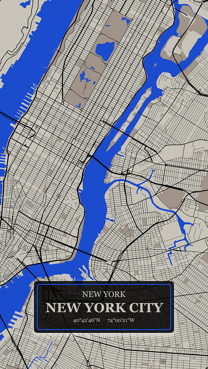 New York City, America City, Big Apple, Digital, DimDom, Manhattan, Map, Maps, NYC, New York, Streets, Travel, USA, World city, design blue black, romantic, trip, HD phone wallpaper