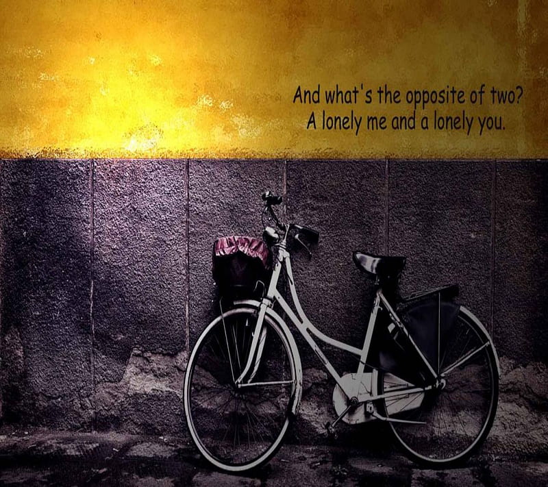Opposite Of Two, bicycle, feelings, lonely, love, sad, words, you and me, HD wallpaper