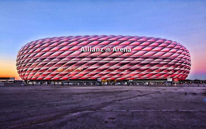 Bayern Munich Stadium pink illumination, Allianz Arena, R, soccer, football stadium, Bayern Munich arena, Germany, german stadiums, HD wallpaper