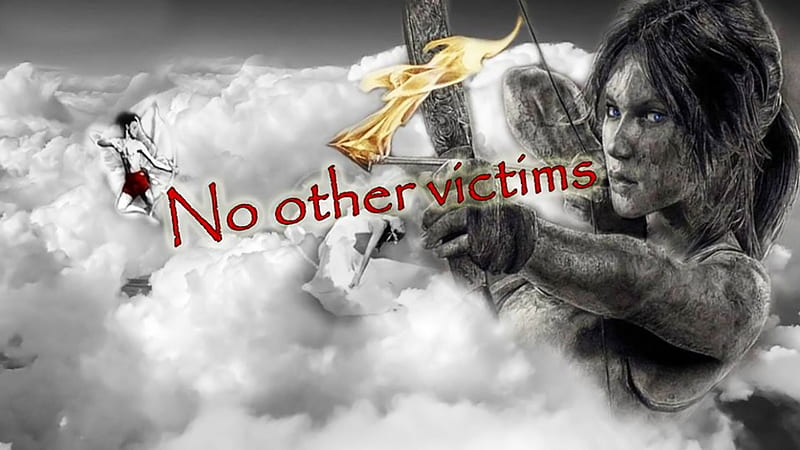 No other victims!!, valentine, woman, clouds, god love, flaming arrow, fantasy, fight, day, archer, HD wallpaper