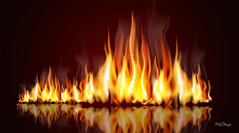 BURNING, sparks, heat, fire, flames, hot, reflection, smoke, combustion, light, HD wallpaper