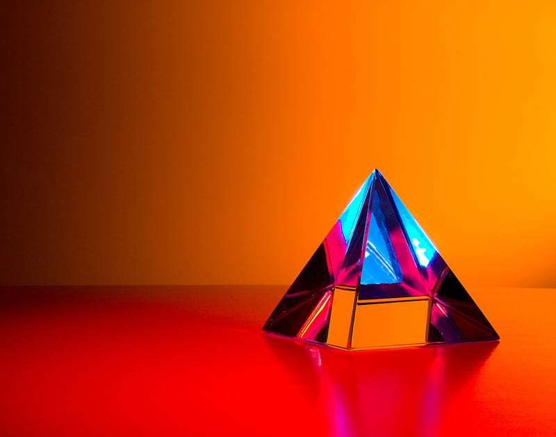 pyramid, crystal, reflection, glass, HD wallpaper