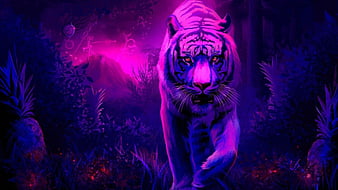 poly colorful neon wild tiger premium video themes  Apps on Galaxy  Store  Big cats art Lion silhouette Pitbull art