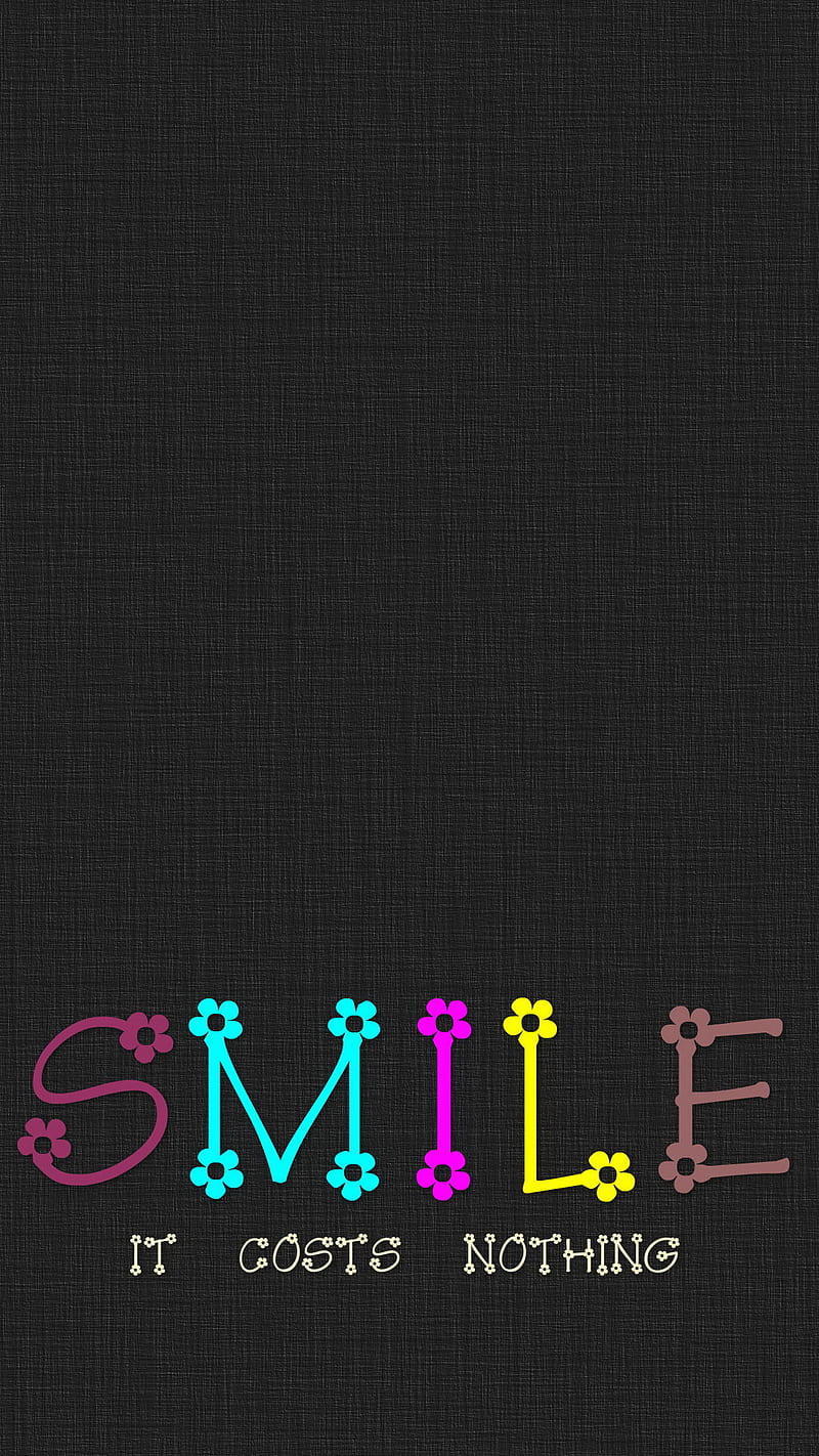 Smile, costs, nothing, qyote, saying, sign, text, HD phone wallpaper