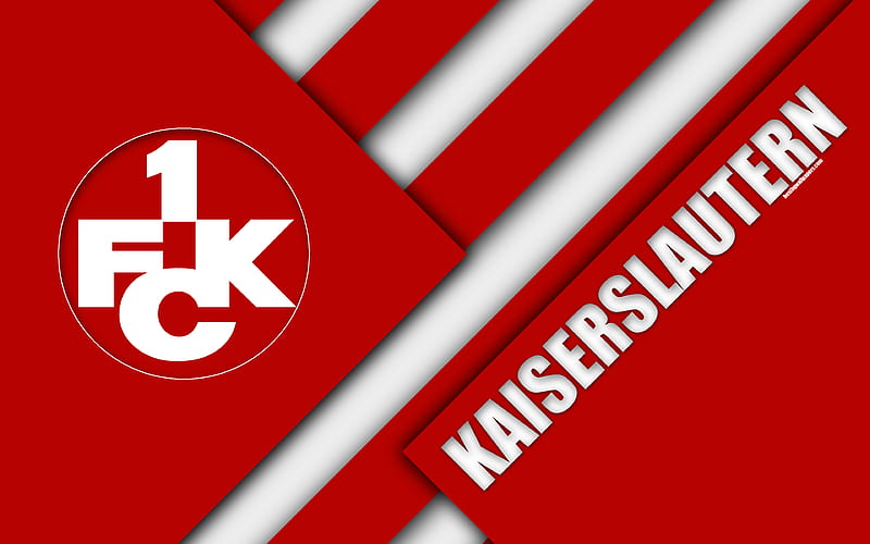 Kaiserslautern FC, logo German football club, material design, red white abstraction, Kaiserslautern, Germany, Bundesliga 2, football, HD wallpaper
