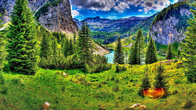 fantastic nature landscape r, forest, sun, grass, mountains, r, clouds, lake, valley, HD wallpaper fantastic nature landscape r, forest, sun, grass, mountains, r, clouds, lake, valley, HD wallpaper
