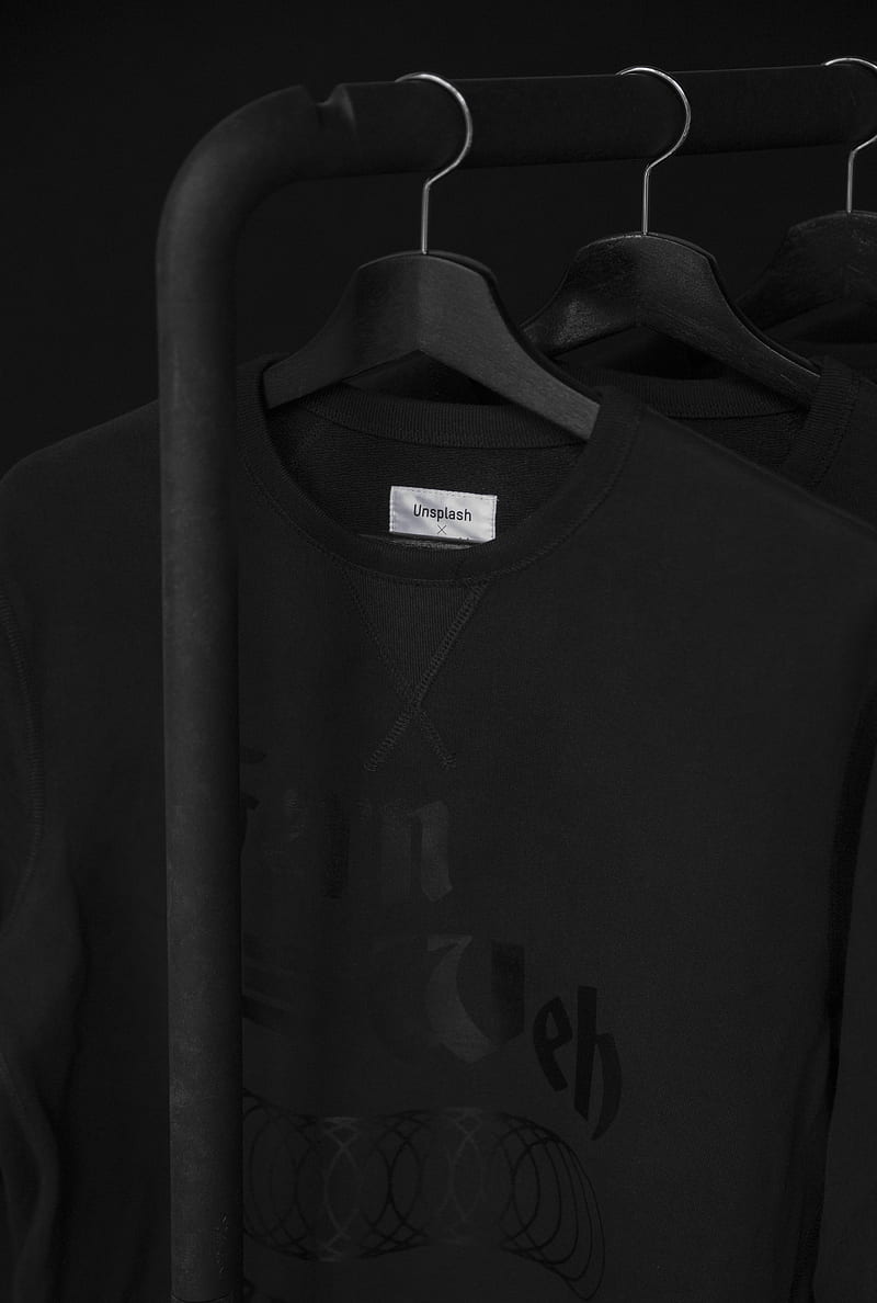 black crew-neck t-shirt on clothes hanger, HD phone wallpaper