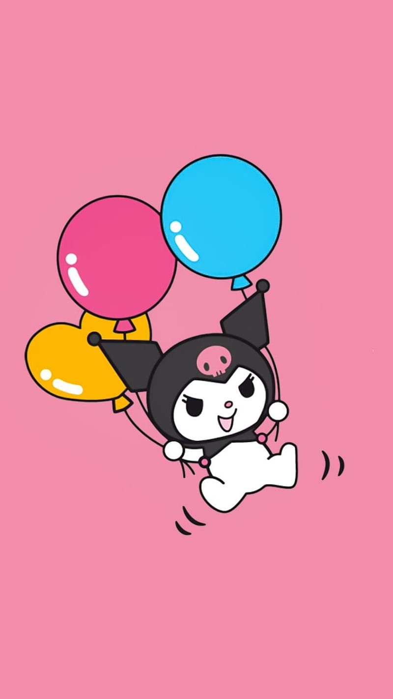 Kuromi, balloons, cute, edgy, egirl, emo, punk, sweet, HD phone wallpaper