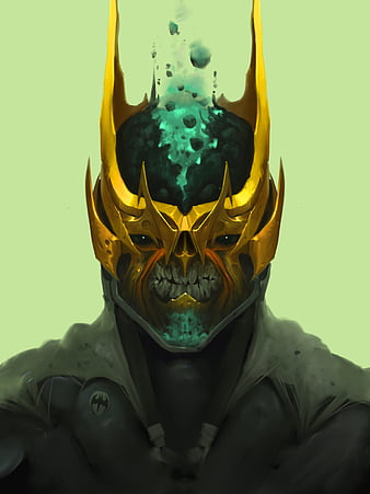 Demon Batman, aberration, batman, demon, drawing, gold, man, mask, skull,  HD phone wallpaper | Peakpx