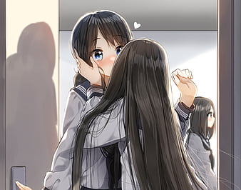 Mobile wallpaper: Anime, Kiss, Original, Yuri, 1379146 download the picture  for free.
