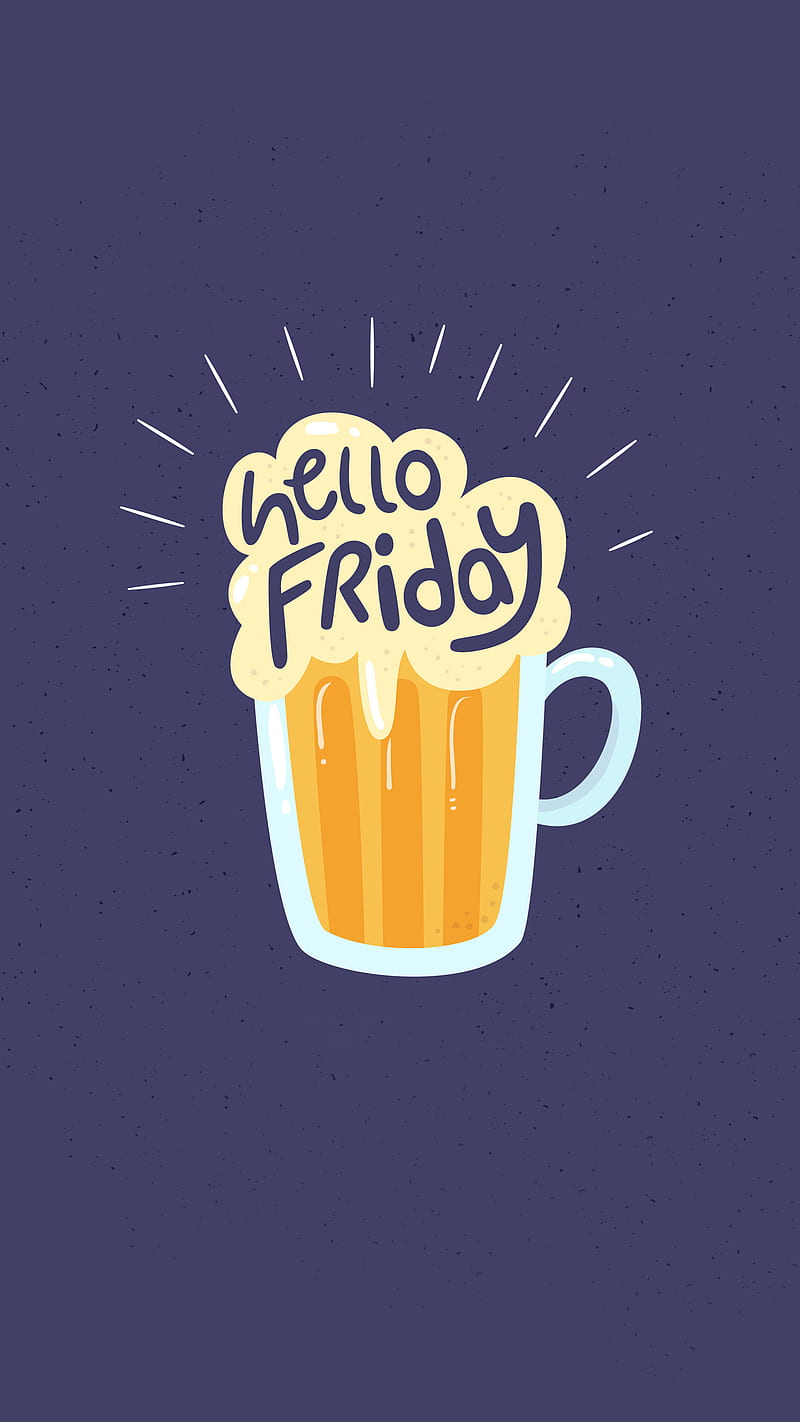 Hello Friday, Kiss, beer, foam, gold, mug, purple, HD phone wallpaper