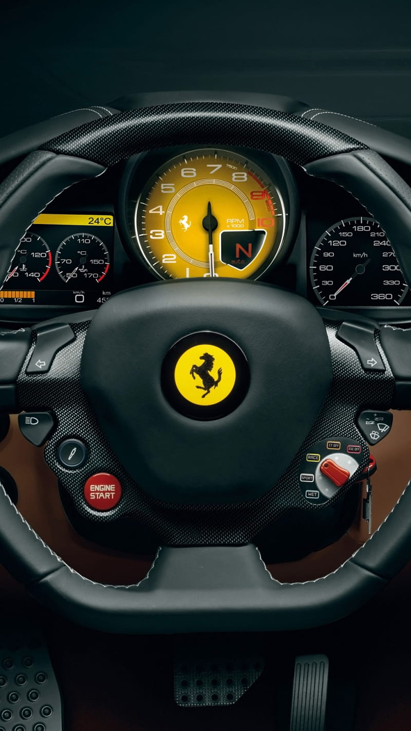 Ferrari, beast, quick paddle shift, steering, traction control, HD phone wallpaper