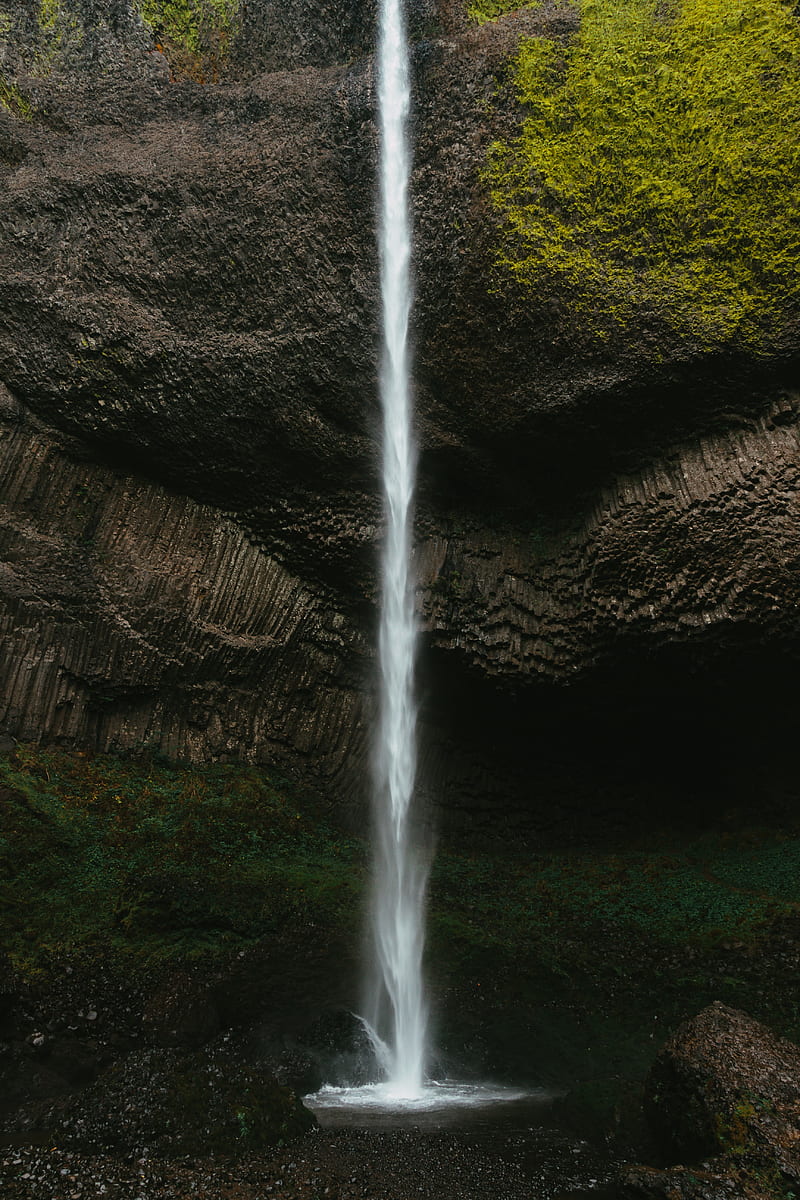 waterfall, water, rocks, moss, nature, HD phone wallpaper