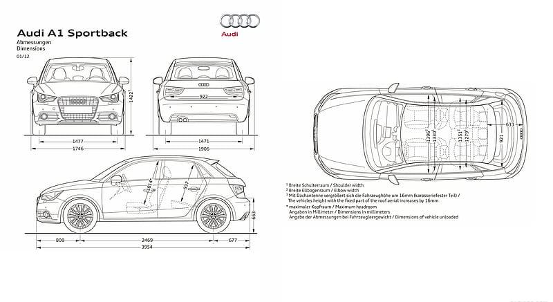 Audi A1 Sportback (2012) Dimensions , car, HD wallpaper