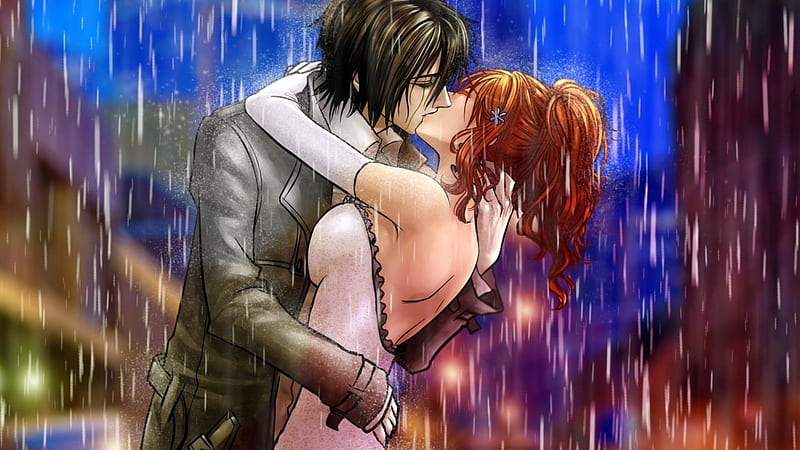 ღ❤ღ•, valentines, anime, love, kissing, rain, HD wallpaper | Peakpx