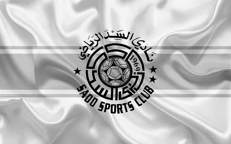 Al Sadd SC Qatar football club, emblem, logo, Qatar Stars League, Doha, Qatar, football, silk texture, flag, Al-Sadd FC, HD wallpaper
