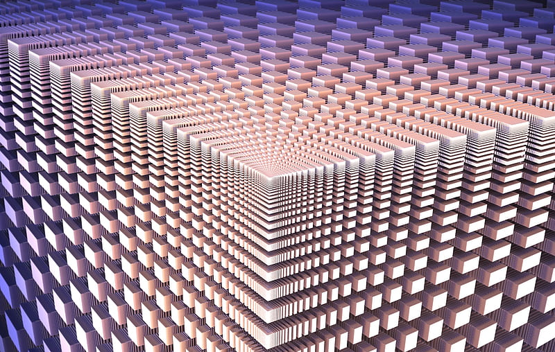 cube illusion, white, geometry, 3D, HD wallpaper