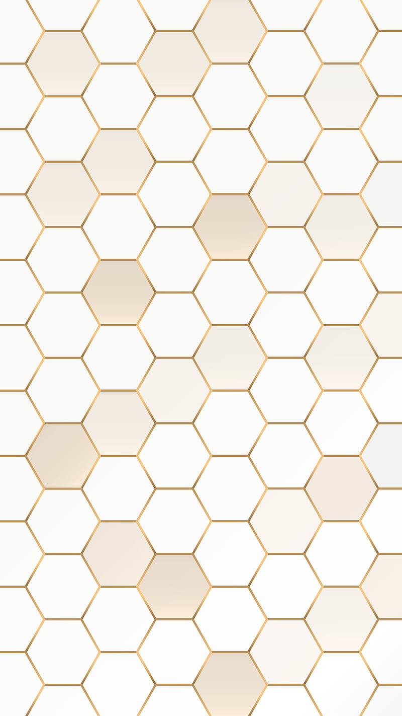 White Honeycomb, Kiss, gold, hex, hexagon, soft, HD phone wallpaper