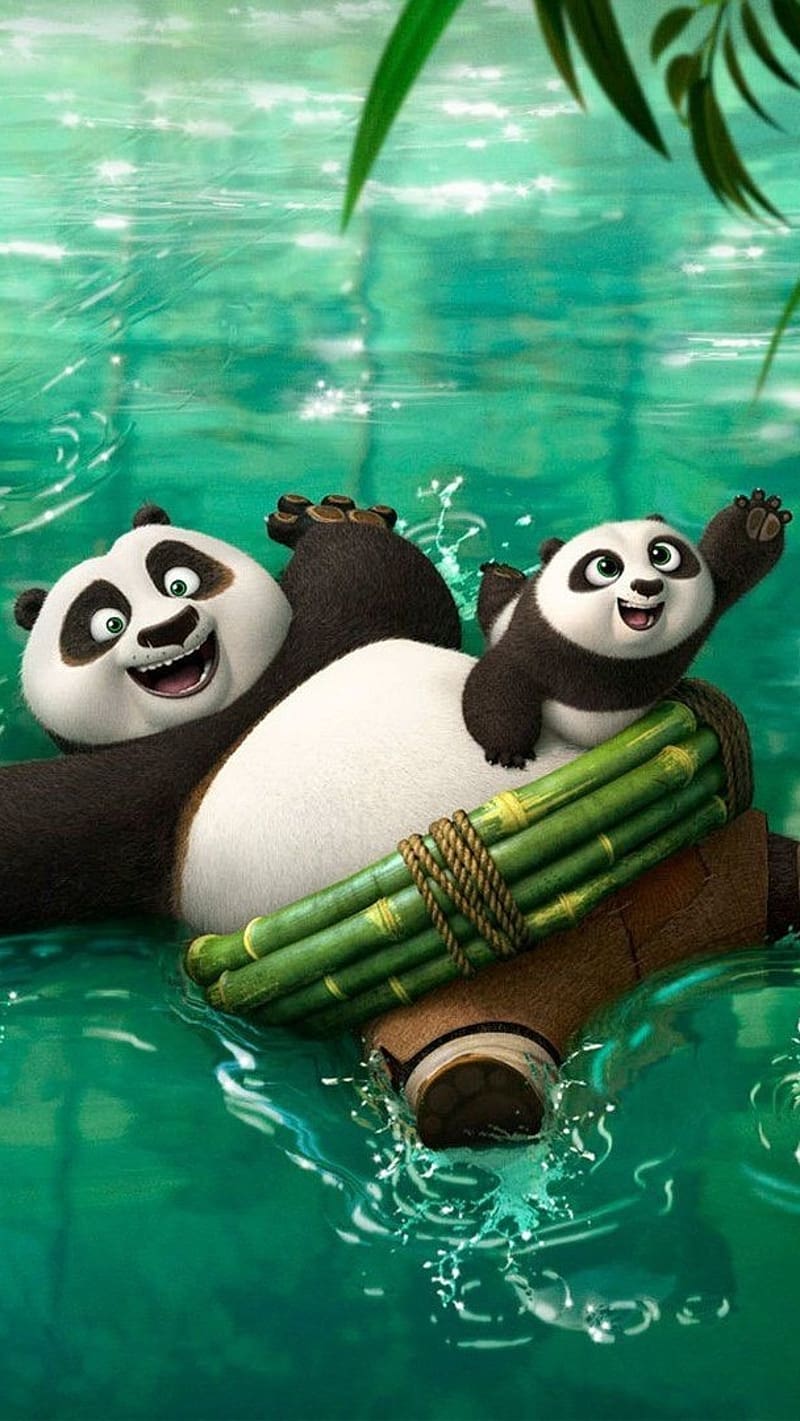 Kung Fu Panda Swimming, kung fu panda, swimming, panda, animated, HD phone wallpaper