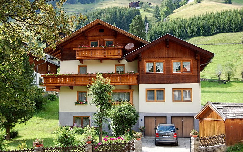 village of st jakob, tyrol, chalet, austria, HD wallpaper