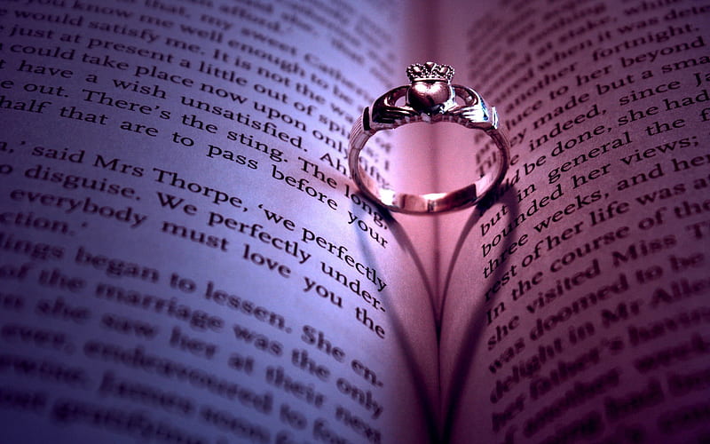 I offer you my heart, book, ring, love, heart, HD wallpaper