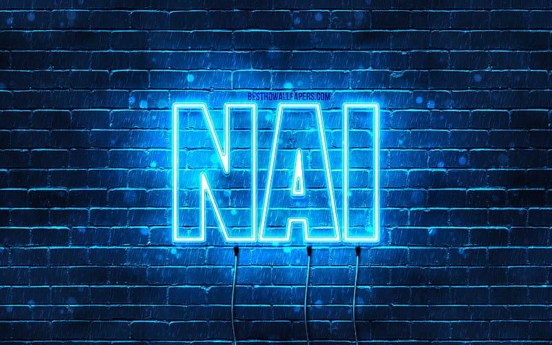 Nai, , with names, Nai name, blue neon lights, Happy Birtay Nai, popular arabic male names, with Nai name, HD wallpaper