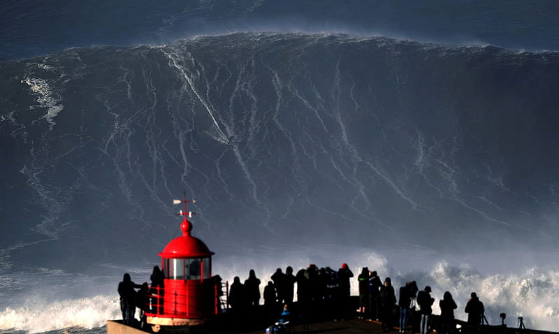 Big wave surfer, Surfer, Portugal, 18 January 2018, Big wave, Nazare, HD wallpaper