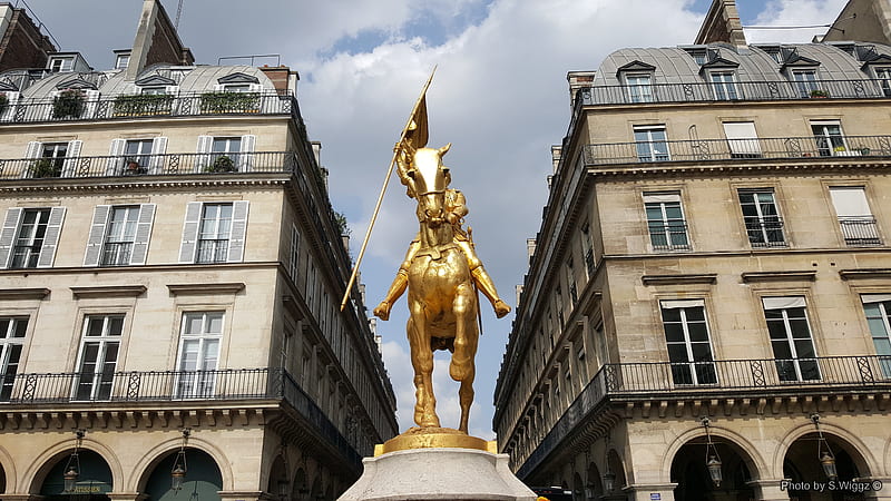 Joan of Arc Statue, Paris, France, Buildings, Sky, Clouds, Arc, Paris, France, Statue, Joan, HD wallpaper