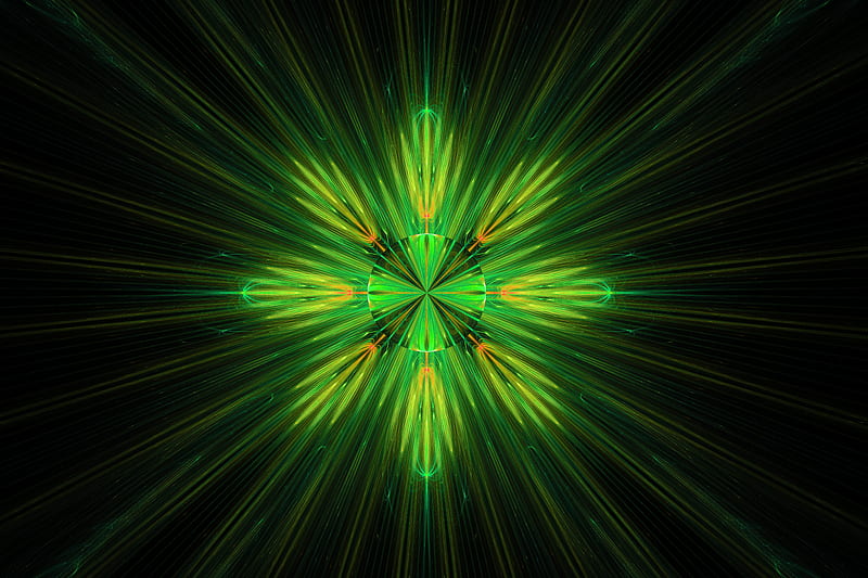 fractal, abstraction, glow, green, HD wallpaper