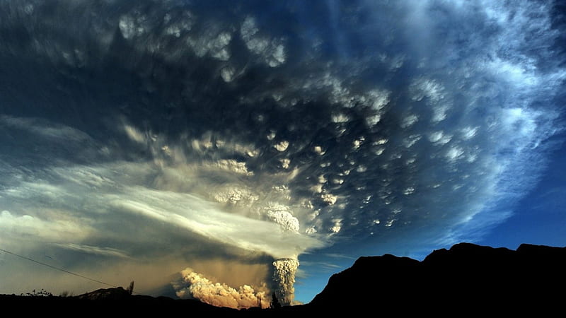 volcano eruption in chile, mountain, eruption, ash, smoke, volcano, HD wallpaper