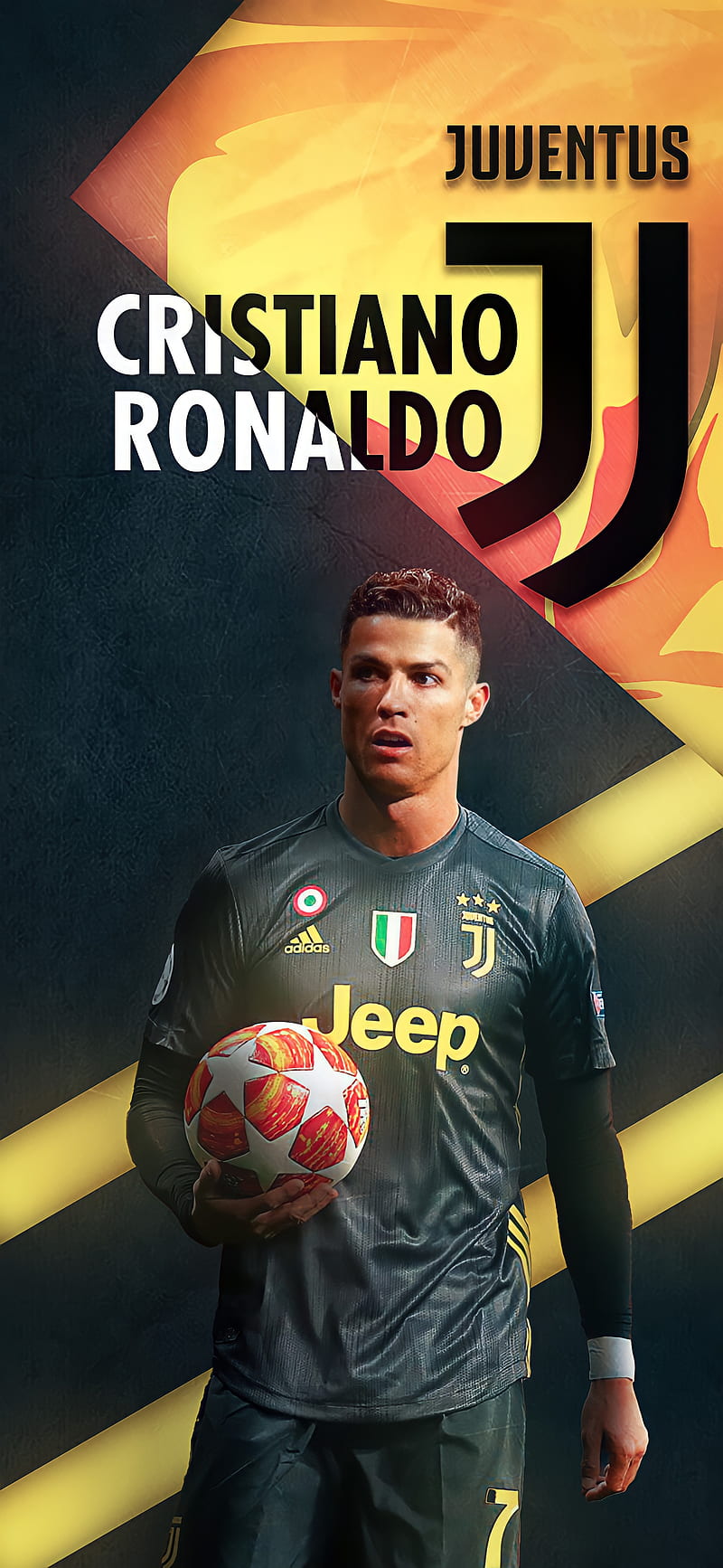 Cristiano Ronaldo, CR7, Juventus FC, blue stone background, blue Juventus  uniform, HD wallpaper