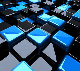 3D Cubes, 3d, blocks, blue, cubes, HD wallpaper | Peakpx